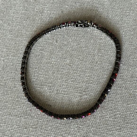 Vintage Joan Rivers Dark Multicolor Tennis Bracelet Gunmetal Whimsigoth 7.75” - Picture 5 of 7